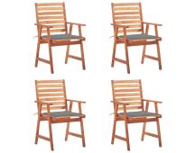 vidaXL Outdoor Dining Chairs 4 pcs with Cushions Solid Acacia Wood