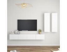 vidaXL 4 Piece TV Cabinet Set White Engineered Wood