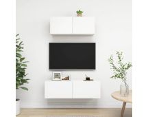 vidaXL 2 Piece TV Cabinet Set White Engineered Wood