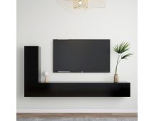 vidaXL 3 Piece TV Cabinet Set Black Engineered Wood