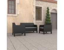 vidaXL 3 Piece Garden Lounge Set with Cushions PP Rattan Anthracite