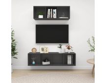 vidaXL 2 Piece TV Cabinet Set Grey Engineered Wood