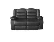 2 Seater Recliner Sofa In Faux Leather Lounge Couch in Black