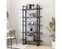 vidaXL 5-Tier Book Cabinet Grey 100x30x175 cm Engineered Wood