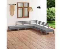 vidaXL 7 Piece Garden Lounge Set Solid Pinewood Grey