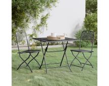 vidaXL 3 Piece Garden Dining Set Expanded Metal Mesh Anthracite