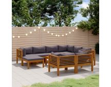 vidaXL 10 Piece Garden Lounge Set with Cushion Solid Acacia Wood