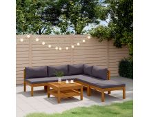 vidaXL 6 Piece Garden Lounge Set with Cushion Solid Acacia Wood