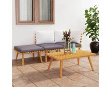 vidaXL 4 Piece Garden Lounge Set with Cushions Solid Wood Acacia