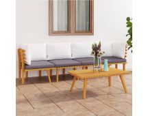 vidaXL 4 Piece Garden Lounge Set with Cushions Solid Acacia Wood