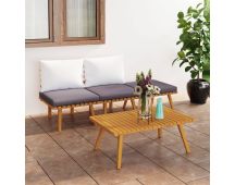 vidaXL 4 Piece Garden Lounge Set with Cushions Solid Wood Acacia