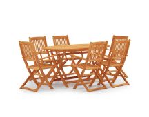 vidaXL 7 Piece Folding Outdoor Dining Set Solid Eucalyptus Wood