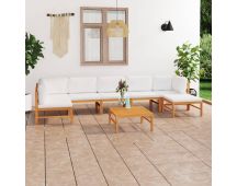 vidaXL 8 Piece Garden Lounge Set with Cream Cushions Solid Teak Wood