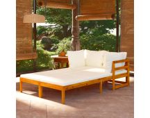 vidaXL Sun Loungers with Cream White Cushions 2 pcs Acacia Wood