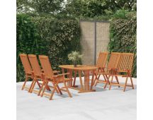 vidaXL 7 Piece Garden Dining Set Solid Wood Eucalyptus