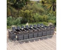 vidaXL 21 Piece Garden Dining Set with Cushions Grey Poly Rattan