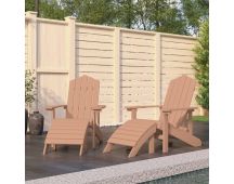 vidaXL Garden Adirondack Chairs 2 pcs with Footstools HDPE Brown