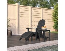 vidaXL Garden Adirondack Chair with Footstool & Table HDPE Anthracite