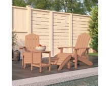 vidaXL Garden Adirondack Chairs with Footstool & Table HDPE Brown