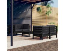 vidaXL 5 Piece Garden Lounge Set with Anthracite Cushions Pinewood