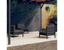 vidaXL 4 Piece Garden Lounge Set with Anthracite Cushions Pinewood