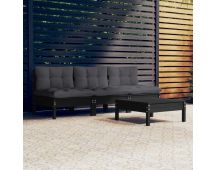 vidaXL 4 Piece Garden Lounge Set with Anthracite Cushions Pinewood