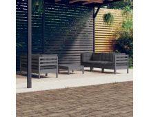 vidaXL 6 Piece Garden Lounge Set with Anthracite Cushions Pinewood