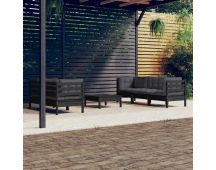 vidaXL 6 Piece Garden Lounge Set with Anthracite Cushions Pinewood