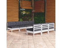 vidaXL 8 Piece Garden Lounge Set with Anthracite Cushions Pinewood