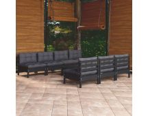 vidaXL 8 Piece Garden Lounge Set with Anthracite Cushions Pinewood