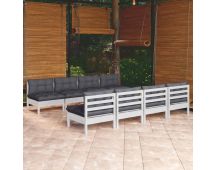 vidaXL 9 Piece Garden Lounge Set with Cushions Solid Pinewood