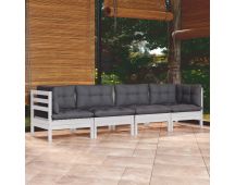 vidaXL 4 Piece Garden Lounge Set with Cushions Solid Pinewood