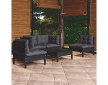 vidaXL 5 Piece Garden Lounge Set with Cushions Solid Pinewood