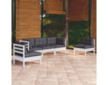 vidaXL 5 Piece Garden Lounge Set with Cushions Solid Pinewood