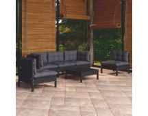 vidaXL 6 Piece Garden Lounge Set with Cushions Solid Pinewood