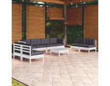 vidaXL 9 Piece Garden Lounge Set with Cushions Solid Pinewood