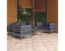 vidaXL 7 Piece Garden Lounge Set with Cushions Solid Pinewood