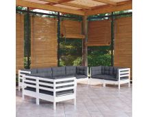 vidaXL 8 Piece Garden Lounge Set with Cushions Solid Pinewood