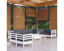 vidaXL 9 Piece Garden Lounge Set with Cushions Solid Pinewood