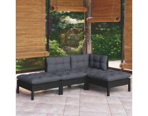 vidaXL 4 Piece Garden Lounge Set with Cushions Solid Pinewood