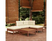 vidaXL 5 Piece Garden Lounge Set with Cushions Honey Brown Pinewood