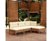 vidaXL 4 Piece Garden Lounge Set with Cushions Honey Brown Pinewood