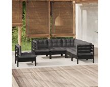 vidaXL 5 Piece Garden Lounge Set with Cushions Black Pinewood