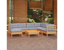 vidaXL 8 Piece Garden Lounge Set with Grey Cushions Solid Pinewood