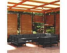 vidaXL 13 Piece Garden Lounge Set with Cushions Black Pinewood