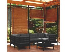 vidaXL 7 Piece Garden Lounge Set with Cushions Black Pinewood