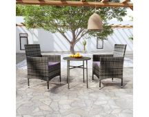 vidaXL 3 Piece Garden Dining Set Poly Rattan Grey