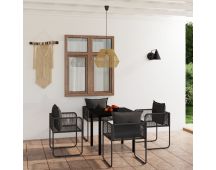 vidaXL 5 Piece Garden Dining Set Black