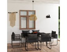 vidaXL 7 Piece Garden Dining Set Black