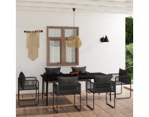 vidaXL 7 Piece Garden Dining Set Black